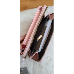 Torebka na telefon, Portfel 2w1 pudrowy róż
