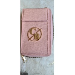 Torebka na telefon, Portfel 2w1 pudrowy róż