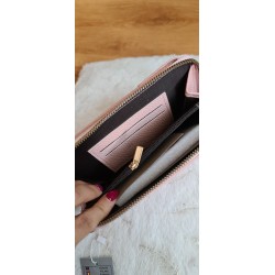 Torebka na telefon, Portfel 2w1 pudrowy róż