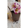 Osłonka na doniczkę a'la wózek brązowy