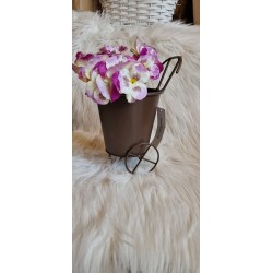 Osłonka na doniczkę a'la wózek brązowy