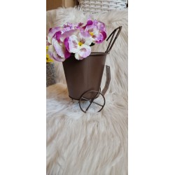 Osłonka na doniczkę a'la wózek brązowy