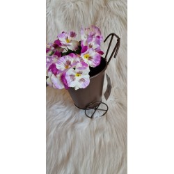 Osłonka na doniczkę a'la wózek brązowy