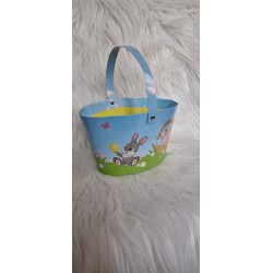 Papierowy tekturowy koszyk wielkanocny dla dzieci - kolor niebieski