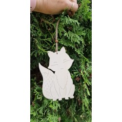 Drewniana jesienna zawieszka - duży lisek  17,5 cm