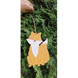 Drewniana jesienna zawieszka - duży lisek  17,5 cm
