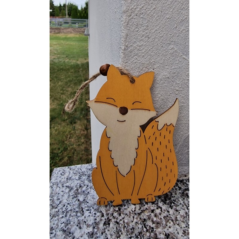 Drewniana jesienna zawieszka - mały lisek 11,5 cm