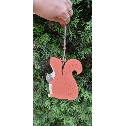 Drewniana jesienna zawieszka - duża wiewiórka 15,5 cm