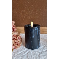 Świeca LED efekt marmuru czarna 10 cm