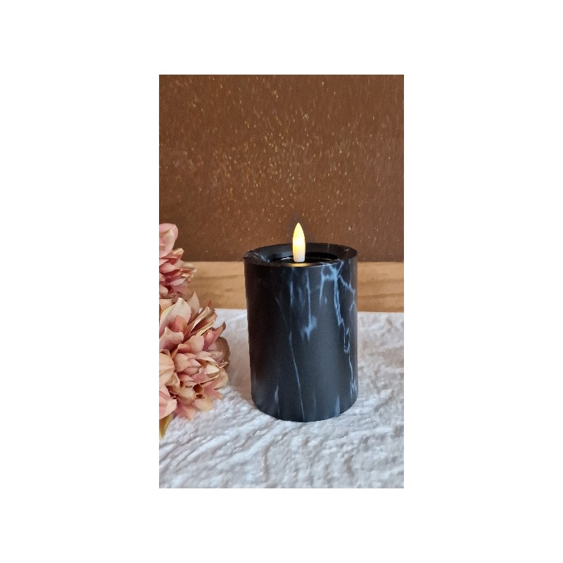 Świeca LED efekt marmuru czarna 10 cm