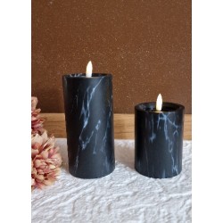 Świeca LED efekt marmuru czarna 10 cm