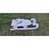 Białe drewniane sanki z gwiazdkami 40 cm