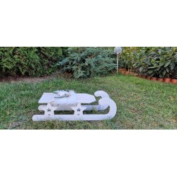 Białe drewniane sanki z gwiazdkami 40 cm