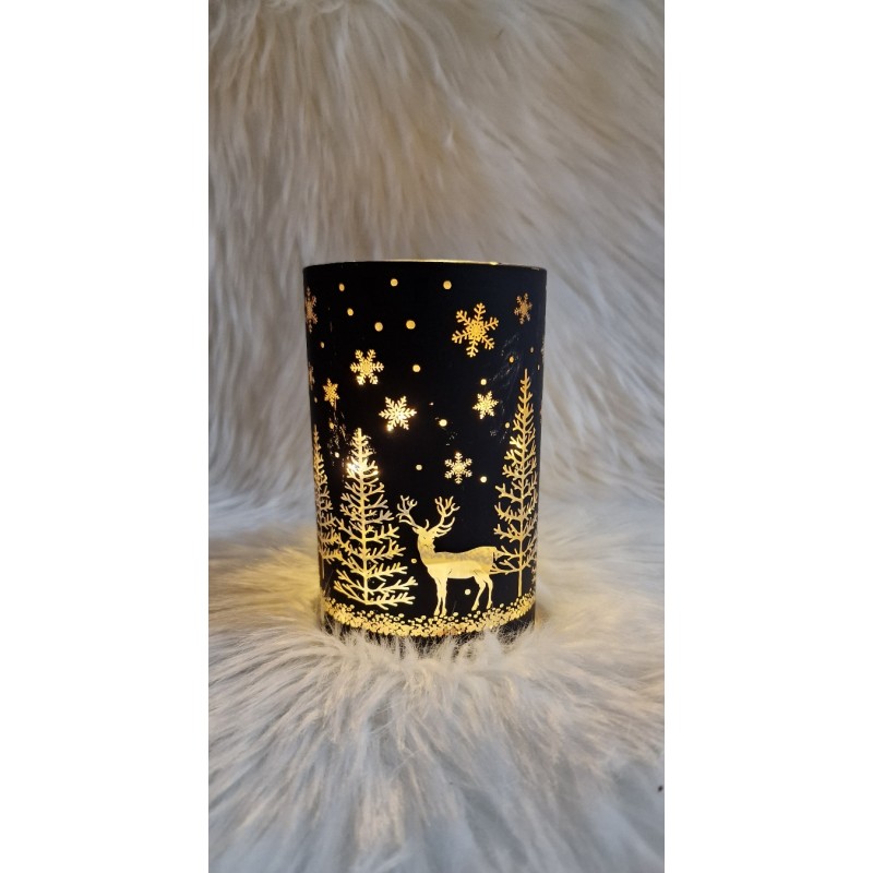 Szklany lampion świąteczny Led CHRISTMAS TREE DEER 14 cm