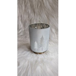 Szklany srebrny lampion choinki