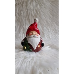 Mikołaj z choinką - świecznik LED na baterie 15 cm