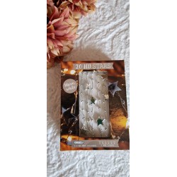 Lampki LED srebrne gwiazdki i kuleczki 20 LED ciepły biały