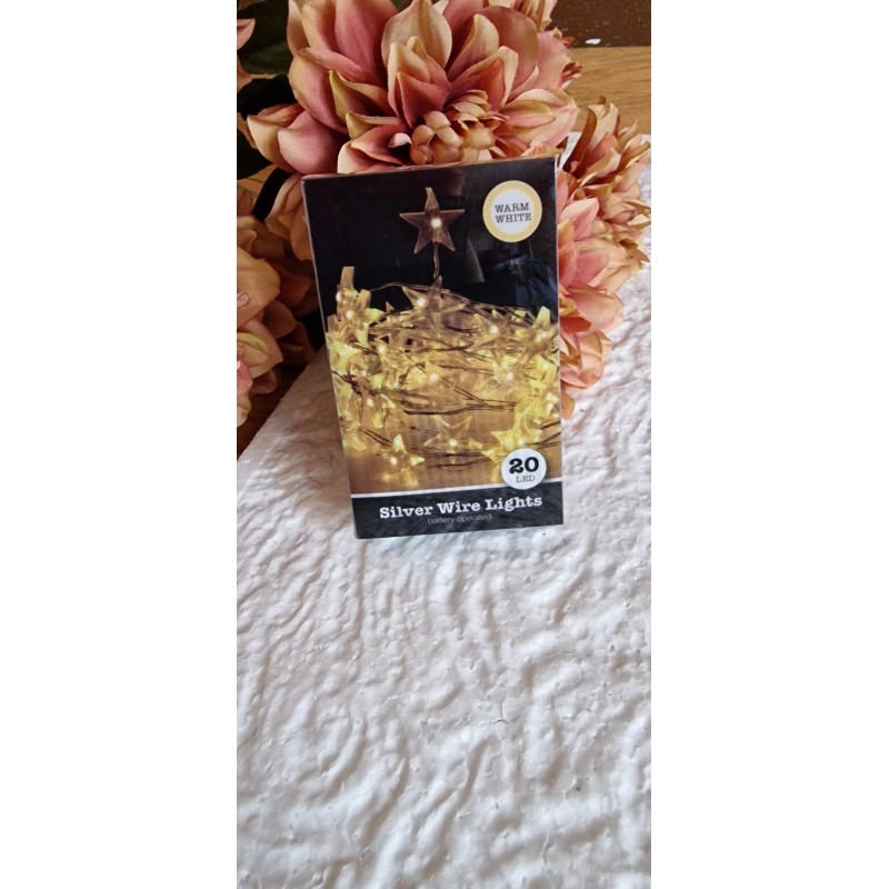 Lampki 20 LED akrylowe gwiazdki - ciepły biały