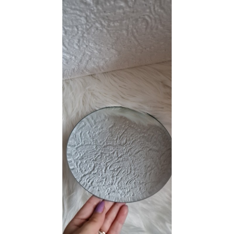 Podstawka szklana lustro okrągła frezowane brzegi 19,5 cm