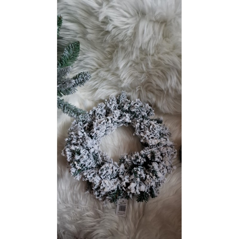 Wianek świerkowy śnieżony - 33 cm