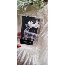 Zawieszka akrylowy renifer z białym brokatowym porożem