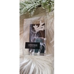 Zawieszka akrylowy renifer z białym brokatowym porożem