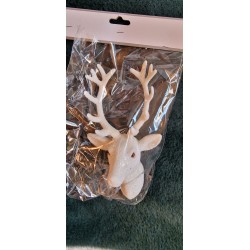 Biała brokatowa zawieszka głowa renifera