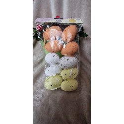 Paczka kolorowych jajek styropianowych czarne kropki 10 sztuk