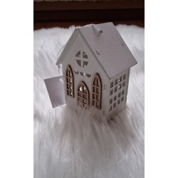 Zawieszka drewniana biały domek