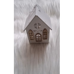 Zawieszka drewniana biały domek