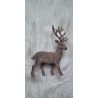 Beżowy flokowany renifer 20 cm