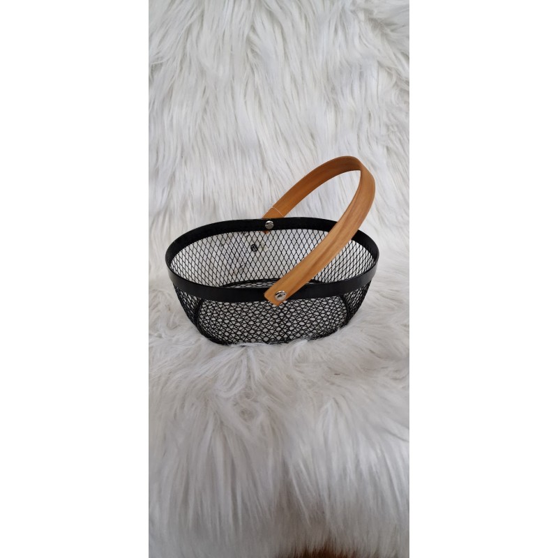 Czarny Metalowy koszyk z rączką
