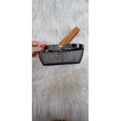 Czarny Metalowy koszyk z rączką