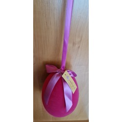 Jajko flokowane amarantowe wiszące 20 cm