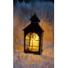 Latarnia srebrno czarna ze świeca LED