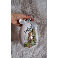 Zestaw dwa jajka styropianowe zawieszki z zajączkiem