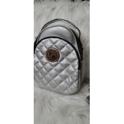 Damski plecak srebrny, torebka