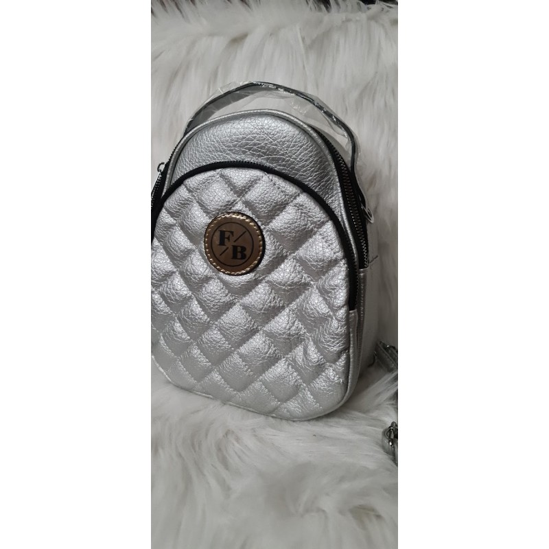 Damski plecak srebrny, torebka