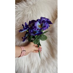 Sztuczny bukiet bratków - kolor niebieski