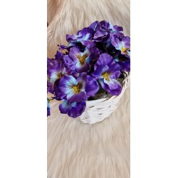 Sztuczny bukiet bratków - kolor niebieski