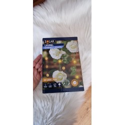 Solarna girlanda łańcuch białe róże