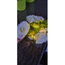 Solarna girlanda łańcuch białe róże