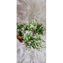 Dodatek bukiecik zielona gałązka białe kulki