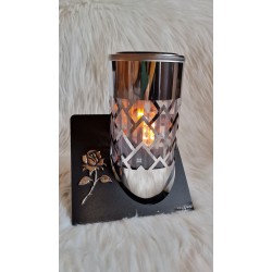 Metalowy nowoczesny duży znicz solarny - okrągła, efekt płomienia Róża strona prawa