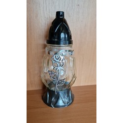 Znicz szklany srebrna róża