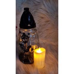 Znicz szklany srebrna róża