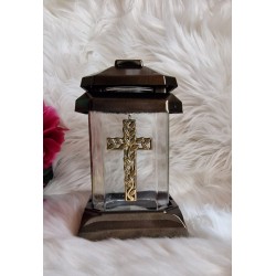 Znicz kapliczka Mini Krzyż 21 cm cm