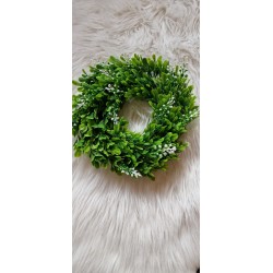 Wianek ozdobny bukszpan z białymi końcówkami - 27cm