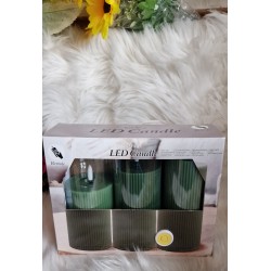 Zestaw świece LED efekt płomienia z pilotem kolor zielony