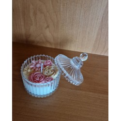 Mała cukiernica średnica 6,9 cm, szklany pojemnik do odlewu świec